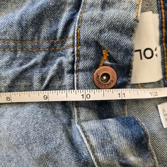 COLLUSION X008 Y2K Extreme Bleach Flare Jeans In Mid Blue Womens US Size 12 - Picture 11 of 12